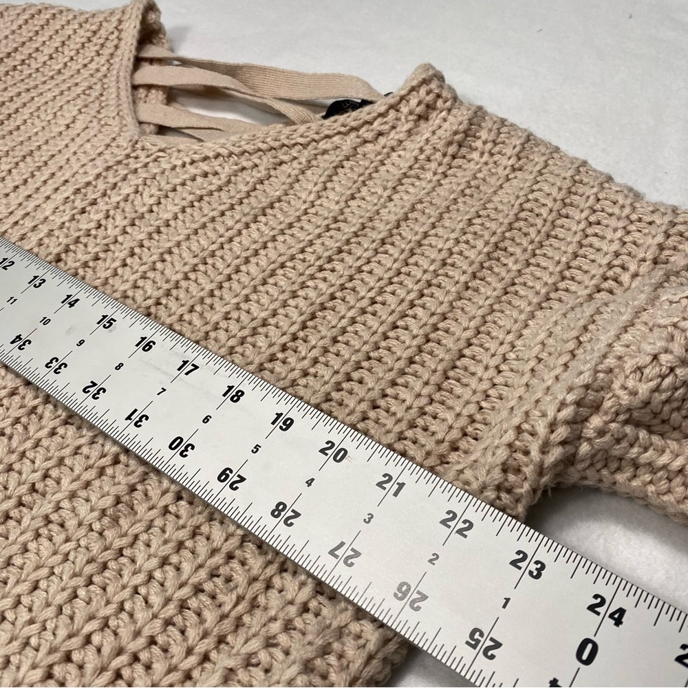 Witty Fox Young Contemporary Taupe Chunky Knit Cropped Sweater Size M #0702 - Picture 8 of 9